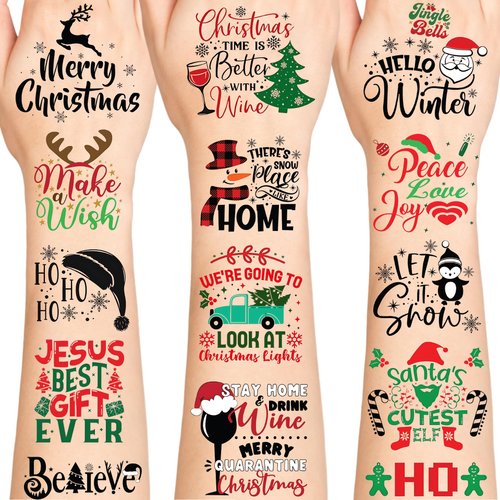 Christmas Temporary Tattoos, Christmas Inspirational Tattoos, Christmas Saying Tattoos, Christmas Party Decoration, Christmas Party Favors, Christmas Gifts for Kids Adults