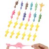 XIHIRCD 24pcs Finger Shooting Toys, Soft Rubber Finger Chicken Funny Mini Flying Dinosaur Toys Cute Animal Finger Toys for Boys Girls Gift Party Favors (Yellow Chick + Colorful Dinosaur)