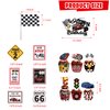 Mpanwen Race Car Birthday Party Supplies, 142 Pcs Racecar Racing Party Decorations for Boys Baby - Backdrop, Banner, Cake, and Cupcake Toppers, Balloons, Cupcakes Wrappers, Party Traffic Signs, Flags