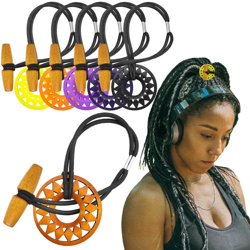 6 Pcs Discs Elastic Hair Tie for Dreadlock Accessories Extra Long Locs Rubber Band Dread Ponytail Holder Wood knot Carving Embedded Horn Toggle Bands Thick Hair for Men Women Pure Color