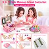 Kids Makeup Kit for Girl - 2 In 1 Kids Washable Makeup Toys & Nail Art Kit with Unicorn Cosmetic Case, Kids Play makeup for Girls, Real Girl Makeup Sets for Christmas Birthday Gifts Toys for 3-12 Year