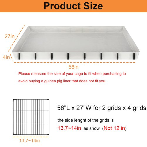 Lonepetu Waterproof Guinea Pig Cage Tarp Bottom for C & C Grids Habitat, 56“*27” Washable Guinea Pig Cage Liner Base for Rabbits Hamsters Hedgehogs Ferrets Small Pets (No Cage)