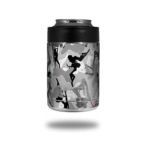 Sexy Girl Silhouette Camo Gray - Decal Style Skin Wrap fits Yeti Rambler Colster and RTIC Can (Cooler NOT Included)