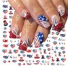 8PCS Independence Day Nail Art Sticker 4th of July Nail Decals 3D Self-Adhesive USA Flags Heart Star Stripe Nail Designs Memorial Day Nail Supplies American for Women Independence Day Nail Decoration