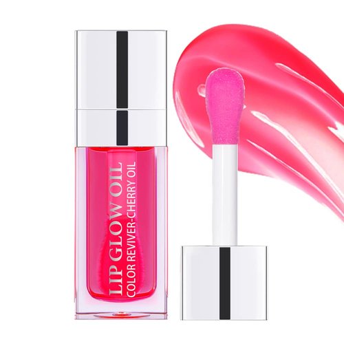 Eliversion Hydrating Lip Glow Oil, Moisturizing Lip Oil Gloss, Transparent Tinted Lip Balm, Transparent Toot Lip Oil, Plumping Lip Gloss, Long Lasting Nourishing Non-sticky (Cherry)