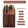 Aidunmis Pocket Protector, 2 Pieces PU Leather Pocket Pen Holder Organizer Pouch for Shirts Lab Coats Pants Pen Sleeve MultiPurpose Pen Pocket Holds Pens Pointers Pencils and Notes Card (Brown, Black)