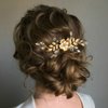 Jeairts Leaf Bride Wedding Hair Comb Flower Wedding Headpiece for Brides Rhinestone Bridal Hair Pieces Crystal Hair Accessories for Women and Girls (Gold)