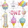 12Pcs Ice Cream Balloons, Ice Cream Candy Birthday Decorations 40 inch Number Pink One Year Old Balloon Mylar Foil Balloon Foil Helium Balloons Sweet One Ice Cream Theme Birthday Party Supplies