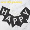 Pre-Strung Happy Birthday Banner - NO DIY - with Shiny Letters Glitter FELIZ CUMPLEAÑOS DECORATIONS Banner for Black Birthday Party Decorations and Supplies
