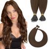 MY-LADY Nano Bead Hair Extensions Human Hair Nano Hair Extensions Human Hair Nano Ring Hair Extensions Real Human Hair 16 Inch 50 Strands 50 Gram Dark Brown