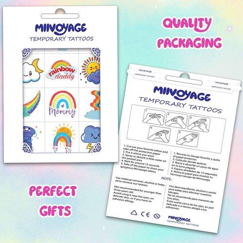 96 PCS Rainbow Individually Wrapped Tattoos, Rainbow Tattoo Stickers, Rainbow Party Decorations, Rainbow Birthday Decorations, Rainbow Party Favors, Gifts Rewards Activity for Kids Boys Girls