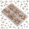 LPBeads 6000 Pieces Champagne Non Hotfix Rhinestones 6 Sizes Round Crystal Glass Flat Back Rhinestones with Tweezers and Picking Pen for Nail Art Crafts Clothes Bags DIY