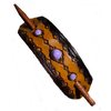 LEATHER HAIR BARRETTE…. CLIPPED CORNER PONYTAIL HOLDER…. HANDTOOLED HAIR CLIP…. PURPLE OR GREEN STONE ACCENT…BT 2320