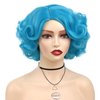 GNIMEGIL Blue Big Short Curly Wigs for Women Layered Wavy Bob Wig Cosplay Carnival Party Costume Synthetic Halloween Wigs