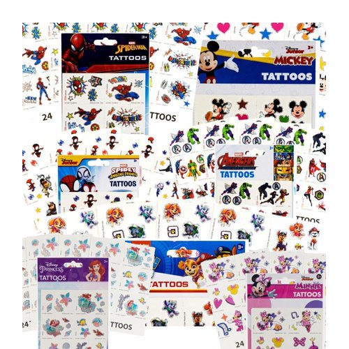 Tattoos for Kids, 400+ Mixed Styles Temporary Tattoos Stickers Set for Girls and Boys, Princess, Spiderman, Paw Patrol, Minnie&Mickey, Avengers, Mermaid, for Kids Birthday Party Supplies