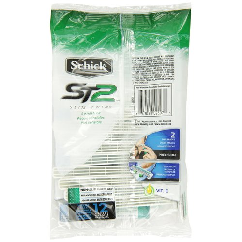 Schick Slim Twin Disposable Razor, Sensitive, 12 ct