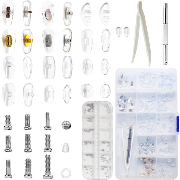 mingbuy Eyeglass Nose Pads Eyeglass Repair Kits with Screwdriver for Glasses Sunglasses 100 Pcs 50 Pairs 13 Style Upgrade Version Soft Comfortable(100)