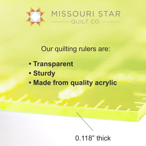 MISSOURI STAR QUILT Quilting Template Triangle | 8 Inch Acrylic 60 Degree Triangle Ruler for Charm Packs, Layer Cakes, Fabric Strips | Triangle Quilt Template for Cutting & Sewing, Green, (NOT5429)