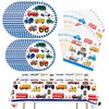 Traffic Cars Trucks Transportation Party Supplies Cars Paper Plates, Napkins, Tablecloth Transport Vehicle Theme Tableware Set Birthday Party Decorations for Boys Kids | Serves 20