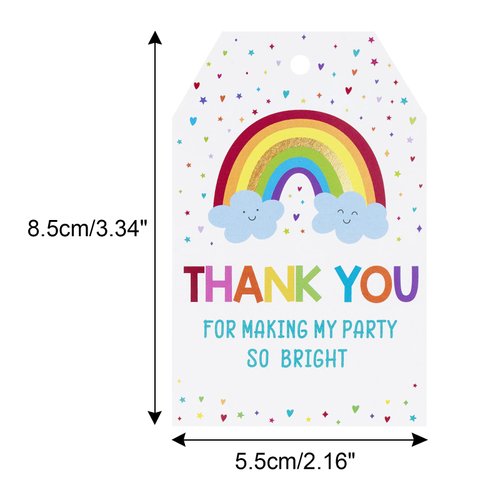 Anwyll Thank You Party Favors Tags,Thank You Gift Tags with String,50 Pcs Rainbow Thank You Tags,Thank You for Making My Party so Bright Tags for Birthday Party Wedding Baby Shower Thanksgiving Favors