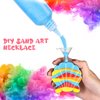 Yinkin 30 Pcs Shell Sand Art Bottle Necklaces Sand Art Craft Kit for Kids Craft Party Supplies Party Favors DIY Art Activity Group Included 10 Pcs Small Clear Plastic Mini Funnels, Sand Not Included