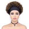 Quantum Love Short Human Hair Wigs Afro Curly Human Hair Headband Wig for Black Women Afro Puff Ombre Brown Headband Glueless Human Hair Wigs