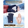 JYUYNY Winter Fingerless Gloves for Women Men, Warm Alpaca Wool Stretch Knit Cold Weather Adult Half Finger Glove for Driving (Blue)