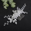 Teyglen Silver Flower Wedding Hair Comb Bridal Crystal Hair Comb Decorative Hair Accessories for Bride Rhinestone Flower Headpiece for Women Girls