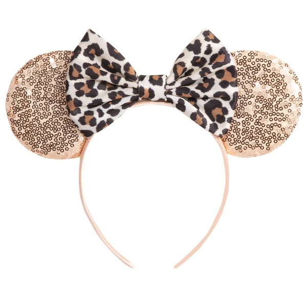 CHuangQi Mouse Ears Headband with Shiny Bow, Double-sided Sequins Glitter Hair Band, for Birthday Party Celebration & Event (XC11)