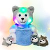 Hopearl LED Plush Husky with Removable Bucket Lighting Up Stuffed Mommy Dog with 3 Baby Puppies in Basket Floppy Stuffed Animal Playset Night Lights Glow in The Dark Birthday Gifts for Kids, 10''