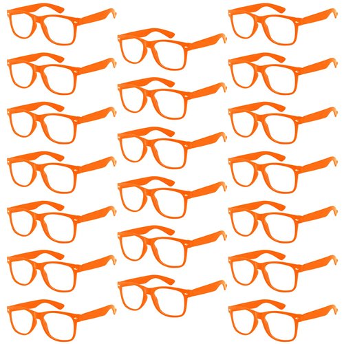 Pibupibu 8/20 Packs Kids/Adult Frame Only No Lens Orange Glasses Party Favors Supplies (Adult 20 Pack-Orange)