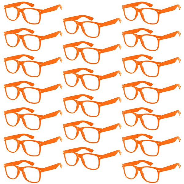 Pibupibu 8/20 Packs Kids/Adult Frame Only No Lens Orange Glasses Party Favors Supplies (Adult 20 Pack-Orange)