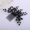 Teyglen Bridal Crystal Hair Comb Black Rhinestone Pearl Wedding Hair Comb Hair Accessories for Bride Wedding Headpiece Boho Crystal Hair Piece for Women Girls (Black)