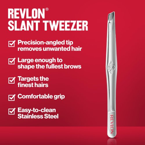Revlon Multipurpose Hair Removal Tweezer, High Precision Slant Tip Tweezers for Men, Women & Kids, Stainless Steel (Pack of 1)