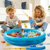 Magnetic Fishing Pool Toys Game for Kids Toddlers 3-5 4-8, Fishing Water Table Bathtub Toy with Inflatable Pool Pole Rod Net Plastic Floating Fish, Water Bath Pool Outdoor Toys for Kids Toddlers Baby