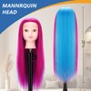Mannequin Head with Hair, 29" Cosmetology Mannequin Head Manikin Head with Synthetic Fiber Hair Practice Doll Head for Hair Styling Training Braiding with Clamp Holder and Tools