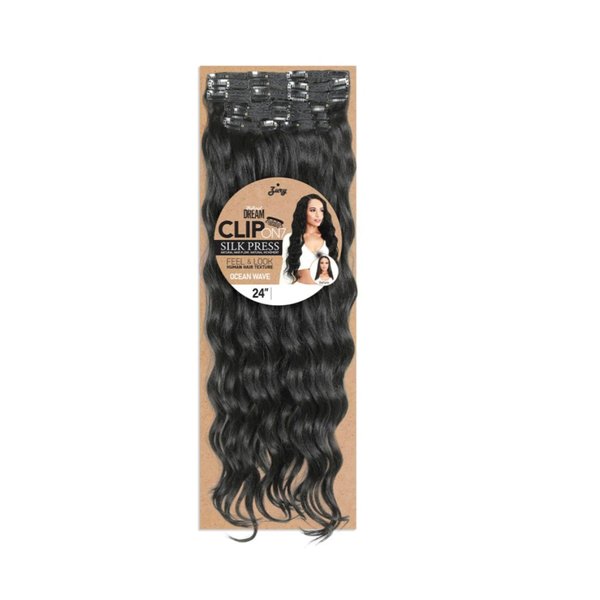 Zury Natural Dream Clip On Hair Extensions Ocean Wave 24" (Natural Black)