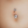Incaton 14G Belly Button Ring Surgical Stainless Steel Round Cubic Zirconia Navel Barbell Belly Rings For Women 6/8/10/12mm 1S12