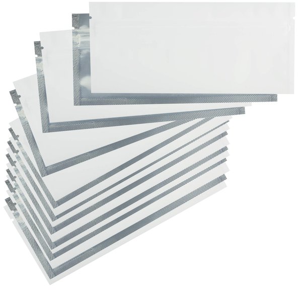 Mylar Style Barrier Bags – Zipper w/Heat Seal – 100 Bags (Matte White / Clear, PR - 6″x2.7″)