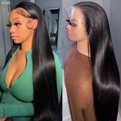 Iitmay Long Straight Synthetic Lace Front Wigs HD Lace Front Wigs for Women 24inch Heat Resistant Fiber Pre Plucked with Baby Hair Transparent Glueless Straight Lace Frontal Wigs Natural HairLine