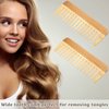 Patelai 3 Pcs Wide Tooth Wooden Comb, Wood Hair Combs, Anti-static Hair Detangler Wooden Comb, No Handle Styling Shampoo Comb for Curly Wavy Long Hair