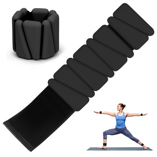 Adjustable Wrist Weights Set, 2lb Silicone Weight Bracelets Fits for Women & Men, Wearable Ankle & Wrist Weights, Suitable for Yoga, Pilates, Dance, Pool Exercises, Jogging (Black)