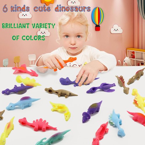 15 Pcs Slingshot Dinosaur Finger Toys, Catapult Toys as Fun as Slingshot Chicken, Cute Shapes, More Colors, Great for Flying Games and Party Favors.