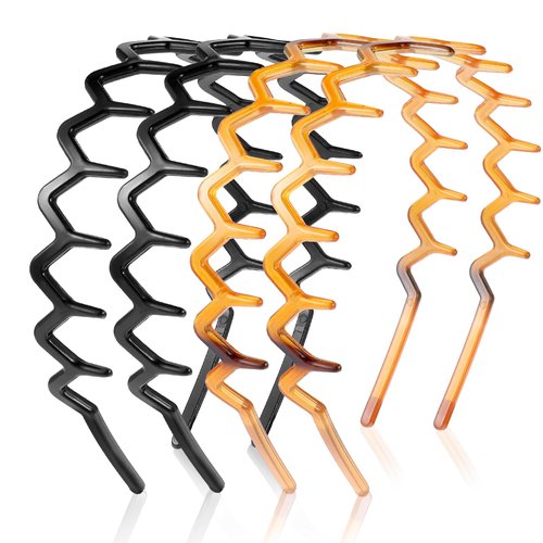4Pcs Zig Zag Headbands No Slip Plastic Tooth Hair Comb Elastic U Wavy Shape Hair Comb Hoop Styling Skinny Teeth Hair Bands for Women Men Teen Girls Washing Face Accessory Supply