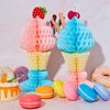 Outus 4 Pcs Tissue Ice Cream Honeycomb Sundae Table Centerpiece Ice Cream Party Decorations for 50s Themed Ice Cream Sundae Theme Party Supplies