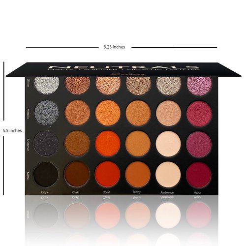 Ccolor Cosmeticss - Neutrals, 24-Color eyeshadow Palette Matte/Shimmer/Metallic.Glitter Finish, Highly Pigmented Eye shadow Makeup, Long- Wearing Eye Palette, Eye Makeup Kit with Easy-to-Blend Shades
