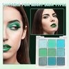 DWDiWen 9 Colors Green Matte Glitter Eyeshadow Palette,Highly Pigmented Blendable Pearl Eyeshadow Makeup Palette,Long Lasting Waterproof Shimmer Green Eye Shadow Makeup Palette