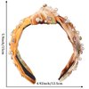 SeBneny Tie Dye Pearl Headband Crystal Rhinestone Headbands for Girls, Khaki Velvet Top Knotted Hairband Head Bopper Non Slip Wide Headband for Party Supplies Headwear 1PCS