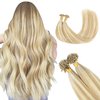 GOO GOO Utip Hair Extensions Real Human Hair, 22inch 50g 50S, Hot Fusion Keratin Hair Extensions, Invisible K Tip Hair Extensions, 18A/613A Dark Blonde Highlighted Bleach Blonde