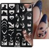 6Pcs Nail Art Stamping Templates Set with French Line Flowers Leaves Smiley Heart Design Art Stamping Kits DIY Printing Tools Fashion Art Decoration for Women and Girls